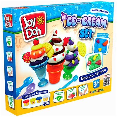 Набор для творчества Масса для лепки Joy Doh набор ICE-CREAM SET-МОРОЖЕНОЕ,доп. пресс-формы для фруктов,10 аксессуаров,4 баночки с тестом ICEC-200 pot /12/ *** - фото 26546565