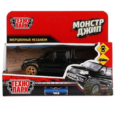 Модель PICKUP-12MUD-BK UAZ PICKUP МОНСТР ДЖИП 12 см черный Технопарк в коробке - фото 26559835