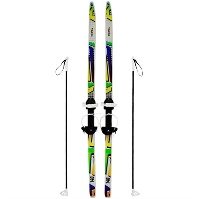 Лыжи подростковые Снежный гонщик 140/105 см серые с палками из стеклопластика 339286-00 Dvizhok - фото 26623924