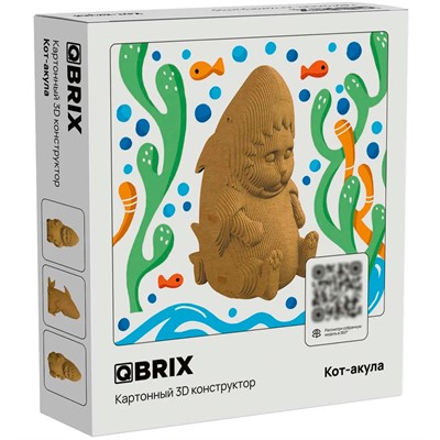 Констр-р Картонный 3D QBRIX Кот-акула 20044 - фото 28023342