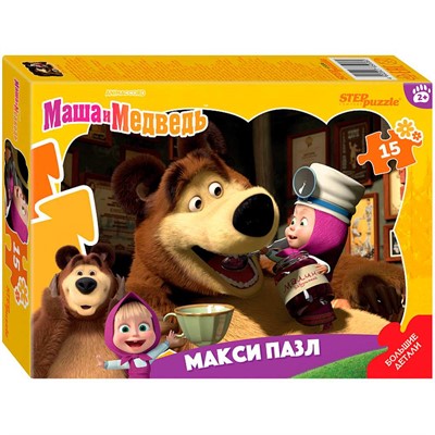 Пазл 15 МАКСИ Контурный Маша и Медведь 65006 Степ - фото 30663173