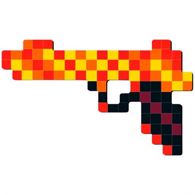 Деревянный Пистолет пиксельный янтарный 25 см. 23036ЯиГ - фото 32989834