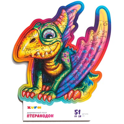 Деревянный пазл развивающий Птеранодон kids S КА-00000012 - фото 32995297