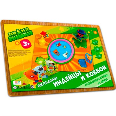Деревянный Вкладыш индейцы и ковбои Ми-ми-мишки Буратино MMM-39 - фото 33017385