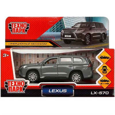 Модель LX570-12-GY LEXUS LX-570 длина 12 см, двери, багаж, инерц, серый Технопарк в коробке - фото 33034961