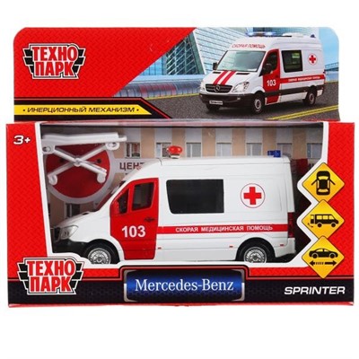 Модель SPRINTERVAN-14AMB-WH MERCEDES-BENZ SPRINTER Скорая Технопарк  в коробке - фото 33035116