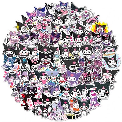 Наклейки Лазерные (голография) Sanrio Kuromi и друзья 10*24 см, микс 15 листов 75813 - фото 41387058