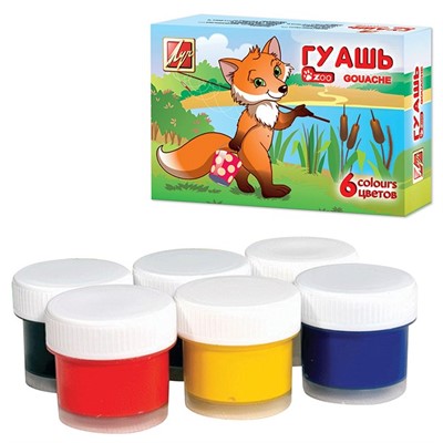 Гуашь 6цв ZOO 19С1251-08 /ЛУЧ/ - фото 43546973