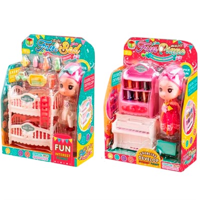 Игров. набор 5655/2077443 кукла с аксесс. 10 шт. в коробке - фото 43805666