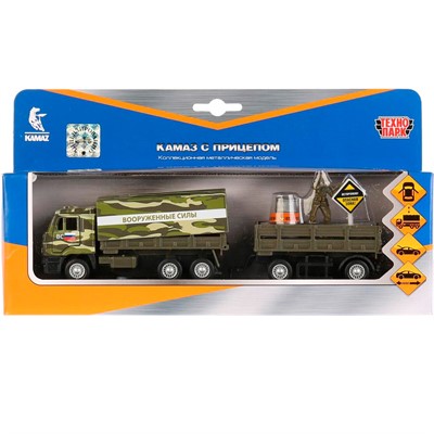 Модель SB-18-26-K(M)+ASST-WB KAMAZ вс, 12 см, дв.,баг., подв.дет.,инер.+приц. с акс. Технопарк - фото 47013603