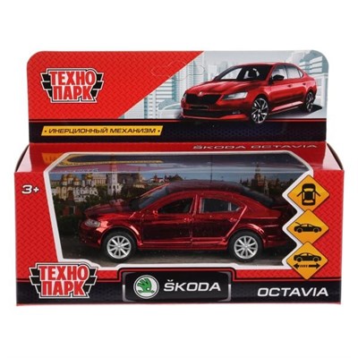 Модель OCTAVIA-RD-CH Skoda Octavia хром красный Технопарк  в коробке - фото 47035907