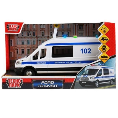Модель TRANSITVAN-22PLPOL-WH Ford Transit Полиция Технопарк в коробке - фото 47040810