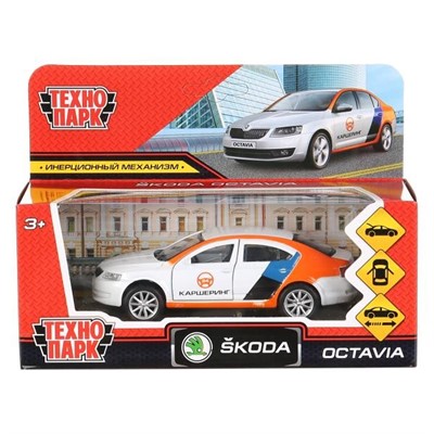 Модель OCTAVIA-12DEL-WH Skoda Octavia Каршеринг белый Технопарк  в коробке - фото 47040936
