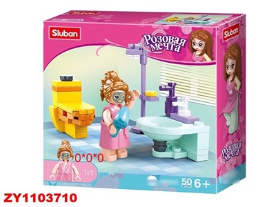 Конструктор Розовая мечта 38-0800A Ванная комната 50 дет. в коробке - фото 47041098