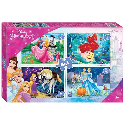 Пазл 4в1 Принцессы Disney 92316 Степ /12/ - фото 47043844