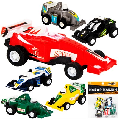 Набор машин Young Racer 2820-6YS Гоночные машины пластик в пак. - фото 47043970