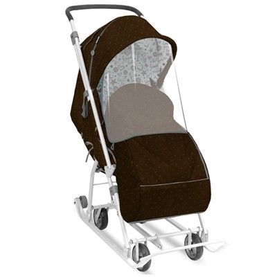 Санки коляска Наши детки НДТ3-1К/3 в горошек шоколадный /Ника/ - фото 47044810