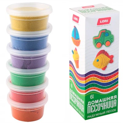 Набор для творчества Радужный песок 6 цветов по 80 гр Пт-023 Lori - фото 47045242