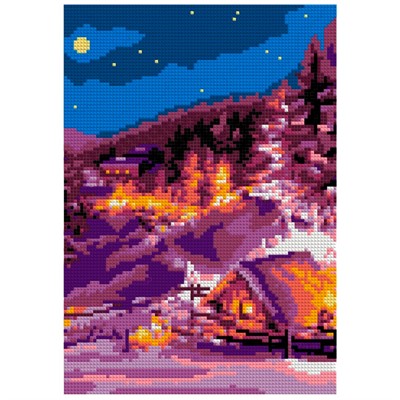 Набор для творчества Алмазная мозаика Морозная ночь 21*30 см Ам-092 LORI - фото 47046696