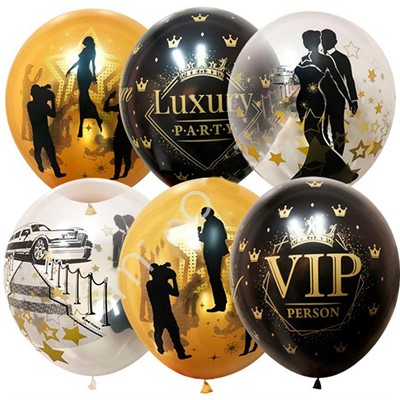 Шар 12" 30 см Набор шаров VIP Party ассорти рис. 6077297 25 шт /цена за упак/ - фото 47048794