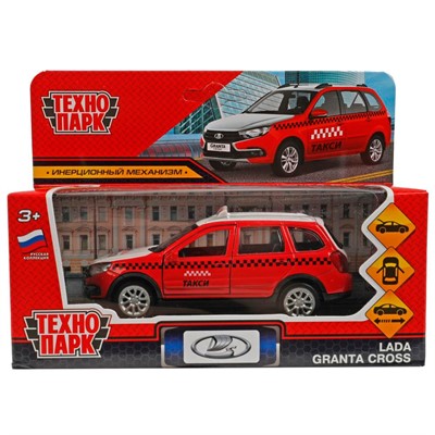 Модель GRANTACRS-12TAX-VEZ LADA GRANTA CROSS ТАКСИ 12 см, инерц, красный Технопарк в коробке - фото 47049275