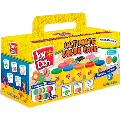 Набор для творчества Масса для лепки Joy Doh набор ULTIMATE COLOR PACK, подарочный чемоданчик, 20 баночек с тестом POT-20/085 pack /6/ *** - фото 47049311