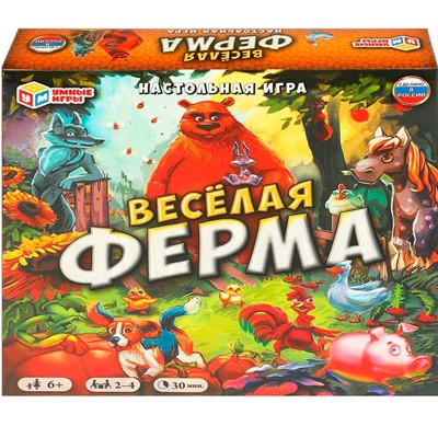 Игра Умка Весёлая ферма.Ходилка квадрат 40 карточек 4650250565154 /10/ - фото 47049343