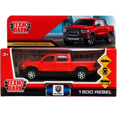 Модель RAM1500-13-RD DODGE RAM 1500 REBEL 13 см, двери, багаж, инер, красный Технопарк в коробке - фото 47053570