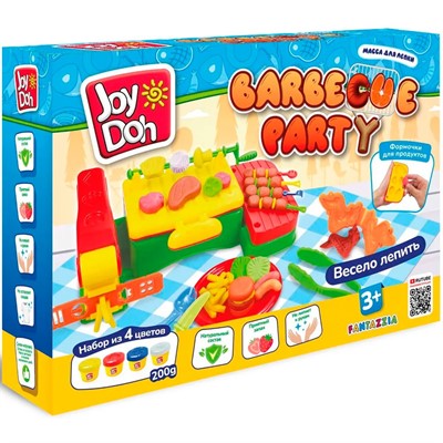 Набор для творчества Масса для лепки Joy Doh набор BARBECUE PARTY - БАРБЕКЮ, гриль, 16 аксессуаров,  4 баночки с тестом BBQ-200 pot /12/ - фото 47055545
