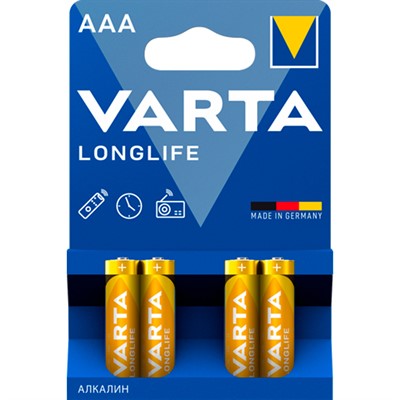 Элемент питания 04103101414 LR 3 Varta Longlife (4шт)  4xBL   /цена за упак/ - фото 47055867