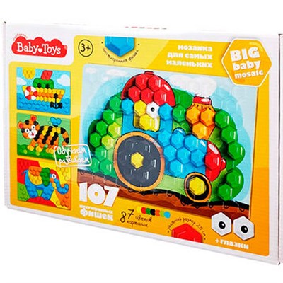 Набор Для Творчества Мозаика для самых маленьких Baby Toys Трактор d2,5/7 цв 107 эл 03579 - фото 47057942
