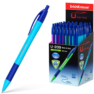 Ручка шариковая синяя U-209 Matic&Grip Neon 1.0, Ultra Glide Technology 47614 /Erich Krause/ - фото 47058591