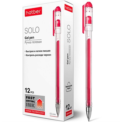 Ручка гелевая Solo Красная 0,5мм чернила fast dry GP_058622 Hatber - фото 47059521