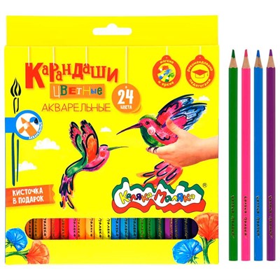 Карандаши цветные акварель 24 цв. Каляка-маляка шестигранные КАККМ24 - фото 47059856