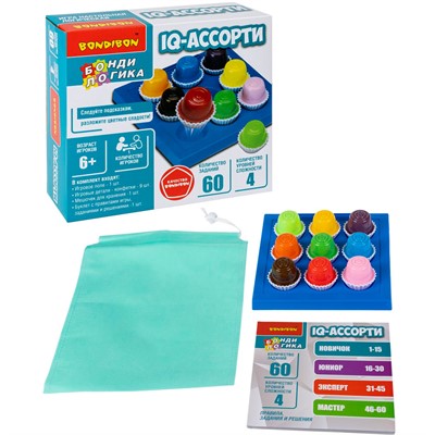 Игра логическая БондиЛогика Bondibon IQ-АССОРТИ круглые конфеты ВВ6334-А - фото 47060724