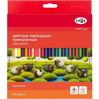 Карандаши цвет. 24 цв Мультики трехгранные 343207 ГАММА - фото 47061819