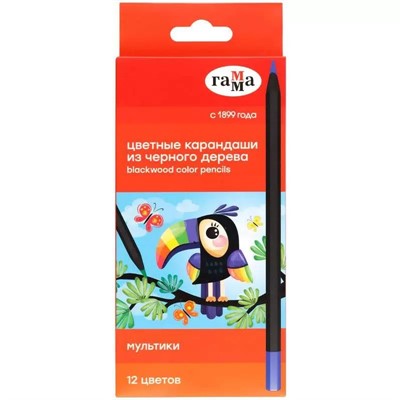 Карандаши цвет. 12 цв. Мультики черное дерево 346993 ГАММА - фото 47061826