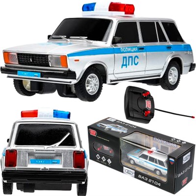 Машина на радиоуправлении 2104-18L-POL-GY LADA ваз-2104 свет, 18 см, ДПС, серебряный Технопарк - фото 47063526