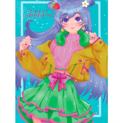 Скетчпад 467-0-159-16400-5 АНИМЕ . Девочка с наушниками - фото 47064655