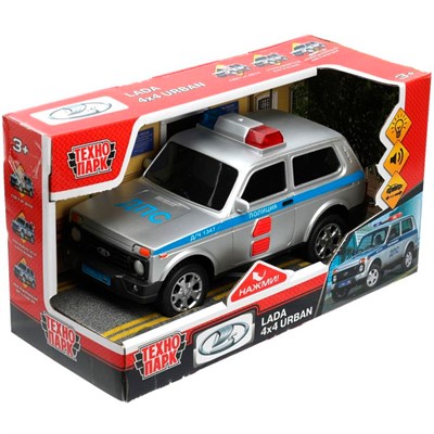 Модель LADA 4x4 URBAN Полиция 19,5 см, 2 кноп, Технопарк в кор 385330 - фото 47070137