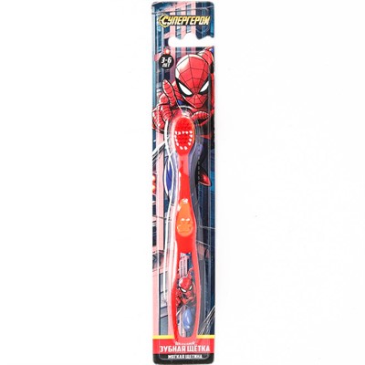 Зубная щетка фигурная для детей Супергерои красная MASTER DENT 123293-SPZM - фото 47072109