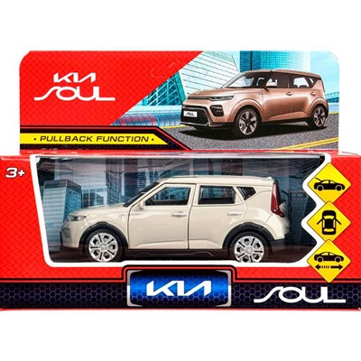 Модель SOUL-12-GD KIA soul длина 12 см, двери, багаж., инерц, серый Технопарк  в кор. - фото 47072621