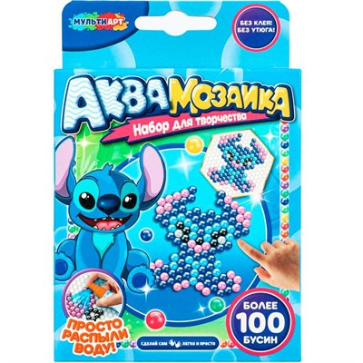 Набор для творчества Аквамозаика 100 бусин Стич МУЛЬТИ АРТ AQUASTICH-123457 - фото 47074016