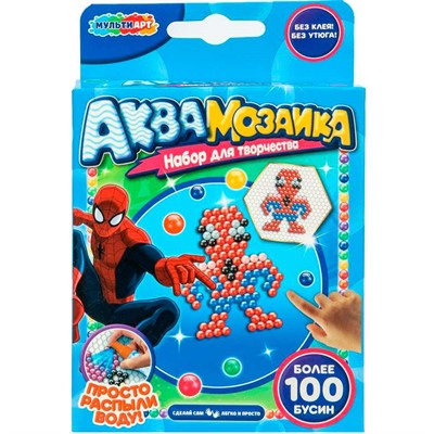 Набор для творчества Аквамозаика 100 бусин Спайдер МУЛЬТИ АРТ AQUA-122283 - фото 47074047