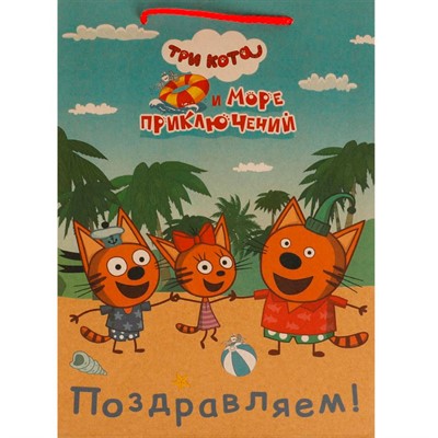 Пакет Чудо праздник крафт Три Кота ml, 22*31*10 см 371880 - фото 47076840