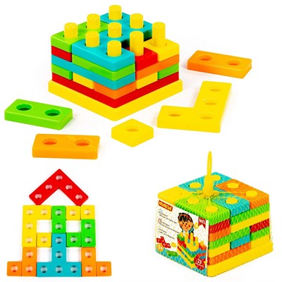 Игрушка развивающая 3D пазл №1 23 элемента (в сеточке) 93646 П-Е /12/ - фото 47082765