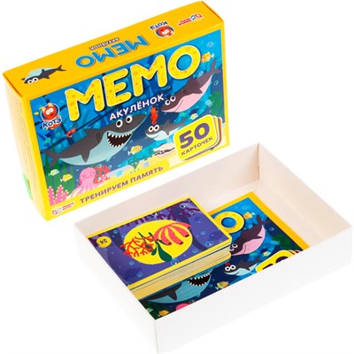 Игра настольная Умка Акуленок Карточная игра Мемо 50 карточек 4680107902108 - фото 47084595