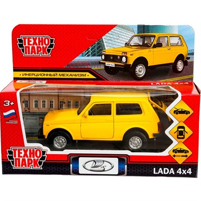 Модель LADA4X4-12-YE LADA 4х4 12 см, двери, багаж, инерц,  желтый Технопарк  в кор. - фото 47084749