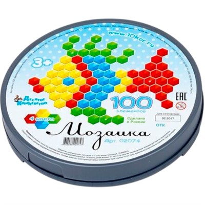 Мозаика 100 шестигранных фишек. 02074 - фото 47085370