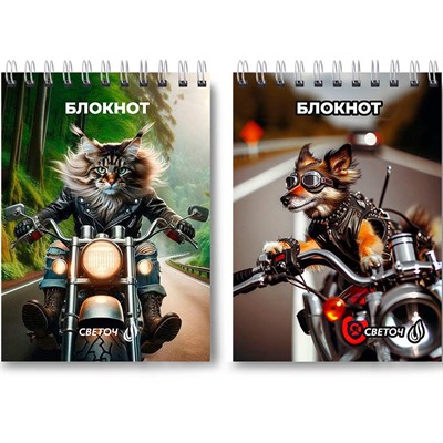 Блокнот 80 л клетка А6 на гребне Пушистый байкер Б122 01207 - фото 47089070